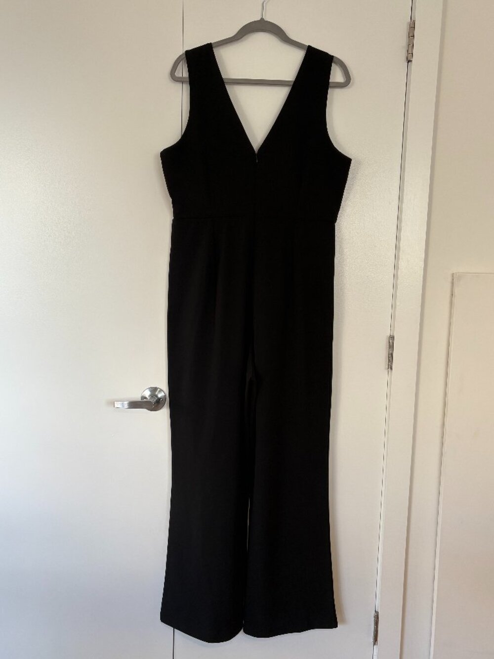 Wide-Leg V-Neck Black Jumpsuit